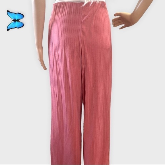 NO boundaries salmon pink stretchy ribbed wide leg pants - Picture 5 of 10